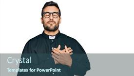  Presentation with chest - Slide set having young-hispanic-man-wearing-priest background and a ocean colored foreground