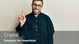  Presentation with number - Beautiful theme featuring young-hispanic-man-wearing-priest backdrop and a navy blue colored foreground