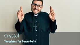  Presentation with hope - Colorful PPT theme enhanced with young-hispanic-man-wearing-priest backdrop and a navy blue colored foreground