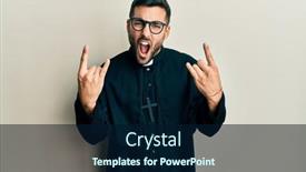  Presentation with rock star - Presentation having young-hispanic-man-wearing-priest background and a navy blue colored foreground