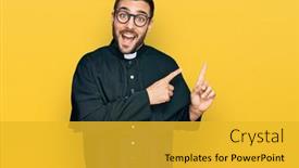  Presentation with fingers - Beautiful slide set featuring young-hispanic-man-wearing-priest backdrop and a gold colored foreground