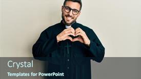  Presentation with romantic love - Slide set with young-hispanic-man-wearing-priest background and a navy blue colored foreground