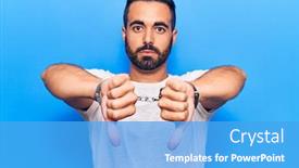  Presentation with asylum prisoner of war constrained - Presentation design enhanced with young-hispanic-man-wearing-prisoner background and a teal colored foreground