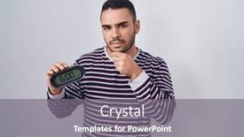  Presentation with clock face - Presentation design consisting of young-hispanic-man-wearing-pyjama background and a gray colored foreground