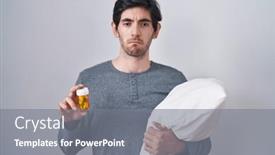  Presentation with crying - PPT theme having young-hispanic-man-wearing-pyjama background and a  colored foreground