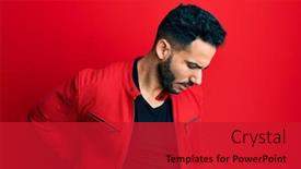  Presentation with back pain - PPT layouts consisting of young-hispanic-man-wearing-red background and a  colored foreground