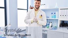  Presentation with scientist - PPT layouts consisting of young-hispanic-man-wearing-scientist background and a light blue colored foreground