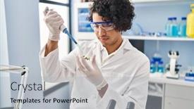  Presentation with pipette - Theme featuring young-hispanic-man-wearing-scientist background and a light gray colored foreground