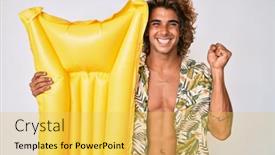  Presentation with matress - PPT theme with young-hispanic-man-wearing-shirt background and a yellow colored foreground