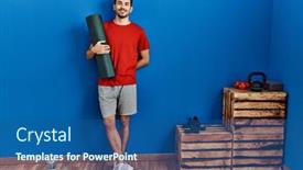  Presentation with sportswear - Slide set having young-hispanic-man-wearing-sportswear background and a ocean colored foreground