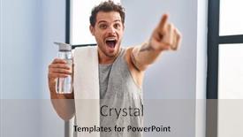  Presentation with drinking water - Presentation theme enhanced with young-hispanic-man-wearing-sportswear background and a light gray colored foreground
