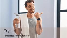  Presentation with drinking water - Presentation featuring young-hispanic-man-wearing-sportswear background and a coral colored foreground