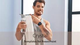  Presentation with forefinger - Slides with young-hispanic-man-wearing-sportswear background and a coral colored foreground