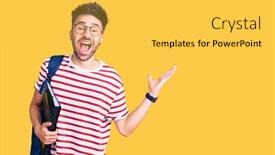  Presentation with binder - Presentation theme with young-hispanic-man-wearing-student background and a yellow colored foreground