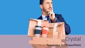  Presentation with takeaway coffee - Theme consisting of young-hispanic-man-wearing-suit background and a coral colored foreground