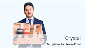  Presentation with takeaway coffee - Colorful PPT layouts enhanced with young-hispanic-man-wearing-suit backdrop and a cool aqua colored foreground