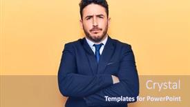  Presentation with man in suit guitar - PPT layouts with young-hispanic-man-wearing-suit background and a navy blue colored foreground