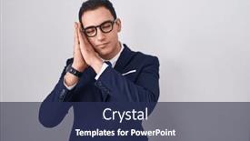  Presentation with tie - PPT layouts featuring young-hispanic-man-wearing-suit background and a navy blue colored foreground