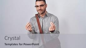  Presentation with salary - PPT theme having young-hispanic-man-wearing-suitcase background and a light gray colored foreground