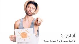  Presentation with summer sun - Cool new slide set with young-hispanic-man-wearing-summer backdrop and a white colored foreground