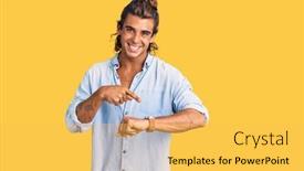  Presentation with summer time - Colorful slide deck enhanced with young-hispanic-man-wearing-summer backdrop and a yellow colored foreground