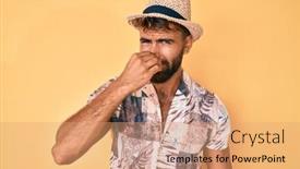  Presentation with bad breath - Audience pleasing slides consisting of young-hispanic-man-wearing-summer backdrop and a coral colored foreground