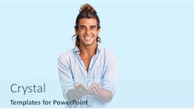  Presentation with man heart attact hand hold - Slide deck having young-hispanic-man-wearing-summer background and a sky blue colored foreground