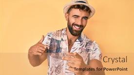  Presentation with summer - Presentation design featuring young-hispanic-man-wearing-summer background and a coral colored foreground