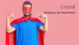  Presentation with super man - Presentation featuring young-hispanic-man-wearing-super background and a coral colored foreground