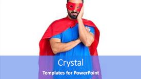  Presentation with super man - Slide set enhanced with young-hispanic-man-wearing-super background and a cobalt blue colored foreground