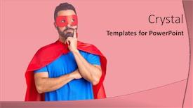  Presentation with super man - PPT layouts consisting of young-hispanic-man-wearing-super background and a coral colored foreground