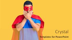  Presentation with super man - Slides enhanced with young-hispanic-man-wearing-super background and a yellow colored foreground