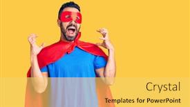  Presentation with super man - Colorful PPT theme enhanced with young-hispanic-man-wearing-super backdrop and a yellow colored foreground