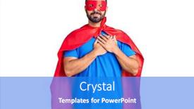  Presentation with super man - Presentation theme with young-hispanic-man-wearing-super background and a cobalt blue colored foreground