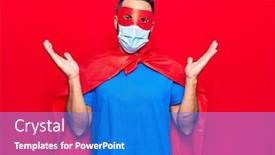  Presentation with hero mask - Audience pleasing slide deck consisting of young-hispanic-man-wearing-super backdrop and a cobalt blue colored foreground