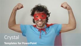  Presentation with superhero - Slide deck enhanced with young-hispanic-man-wearing-superhero background and a  colored foreground
