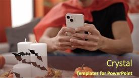  Presentation with superhero - Slide deck featuring young-hispanic-man-wearing-superhero background and a tawny brown colored foreground