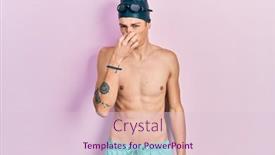  Presentation with swimmer - Audience pleasing slide set consisting of young-hispanic-man-wearing-swimwear backdrop and a lemonade colored foreground