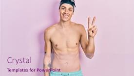  Presentation with swimmer - Presentation design featuring young-hispanic-man-wearing-swimwear background and a lemonade colored foreground