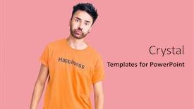  Presentation with happiness - Slide set enhanced with young-hispanic-man-wearing-t background and a coral colored foreground