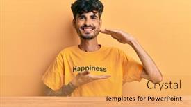  Presentation with tshirt - Audience pleasing presentation design consisting of young-hispanic-man-wearing-tshirt backdrop and a yellow colored foreground