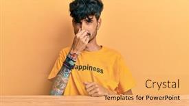  Presentation with breath - Audience pleasing presentation consisting of young-hispanic-man-wearing-tshirt backdrop and a yellow colored foreground