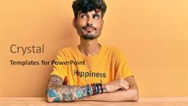  Presentation with tshirt - Slide set enhanced with young-hispanic-man-wearing-tshirt background and a yellow colored foreground