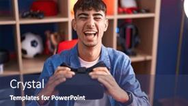  Presentation with crazy - Slide deck having young-hispanic-man-wearing-virtual background and a ocean colored foreground