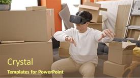  Presentation with virtual reality - Presentation enhanced with young-hispanic-man-wearing-virtual background and a coral colored foreground