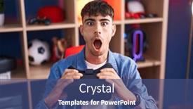  Presentation with virtual reality - Slide deck featuring young-hispanic-man-wearing-virtual background and a ocean colored foreground