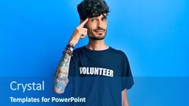  Presentation with great idea - Beautiful presentation featuring young-hispanic-man-wearing-volunteer backdrop and a ocean colored foreground
