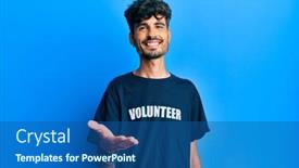  Presentation with hand palm - Amazing slides having young-hispanic-man-wearing-volunteer backdrop and a ocean colored foreground