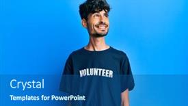  Presentation with volunteer - Colorful slide set enhanced with young-hispanic-man-wearing-volunteer backdrop and a ocean colored foreground