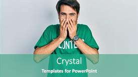  Presentation with volunteer - Presentation having young-hispanic-man-wearing-volunteer background and a teal colored foreground